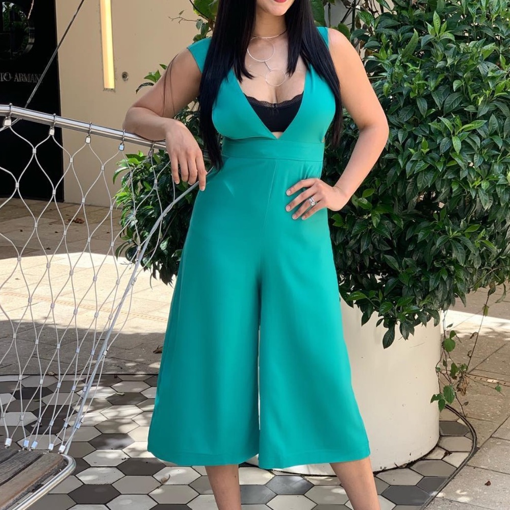 Green palazzo romper